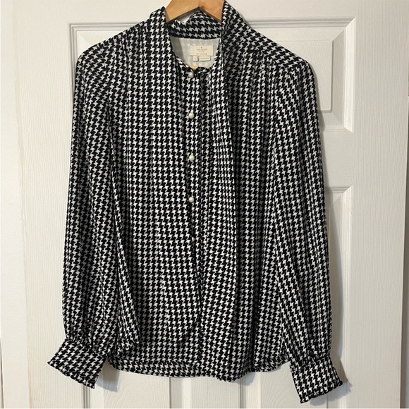 Kate Spade Houndstooth Tie Neck Blouse - Small - Picture 2 of 9